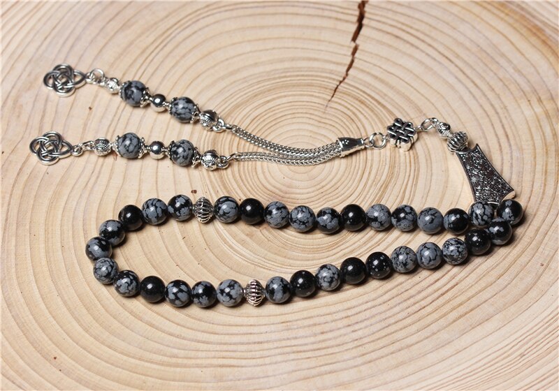 Natural black snow stone islamic rosary beads muslim tasbih