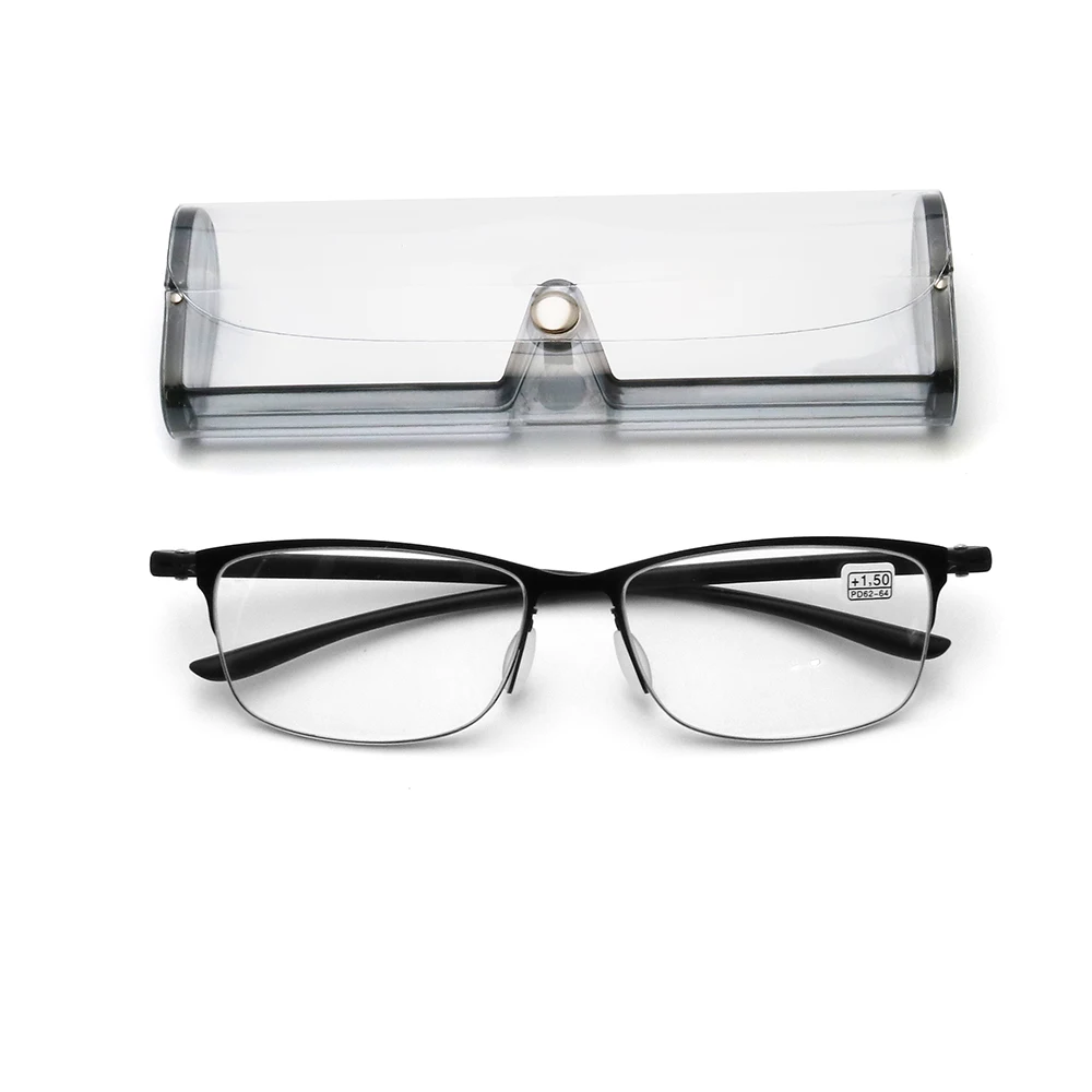 IENJOY Óculos de leitura multifocal de meia armação para homens TR Óculos bifocais progressivos Luz azul Óculos para presbiopia 1.0 2.0 3.0: Branco / +100