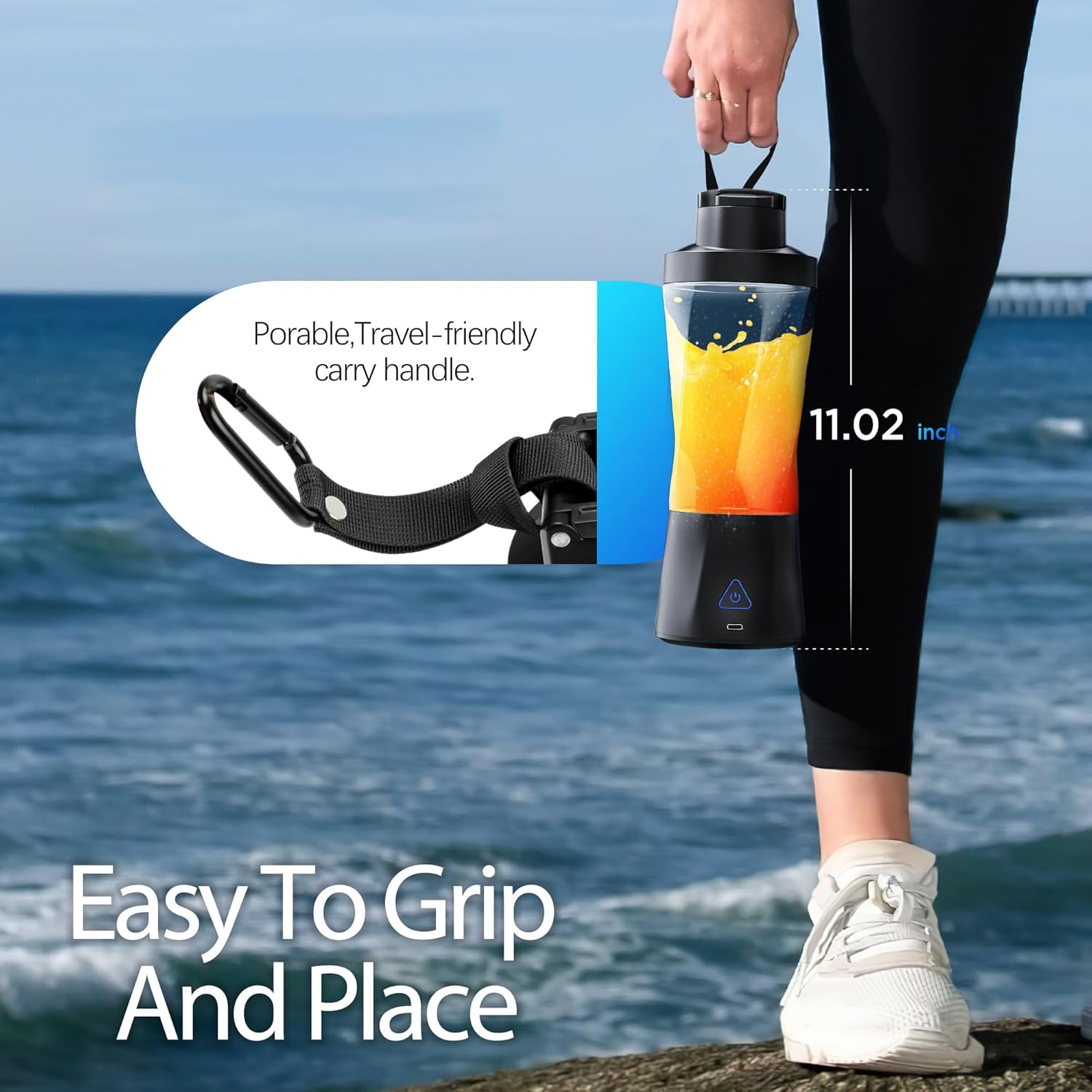 Licuadora portátil Mini licuadora autolimpiante inalámbrica con tapa Mini licuadora de viaje silenciosa con cuchillas de acero inoxidable Carga USB
