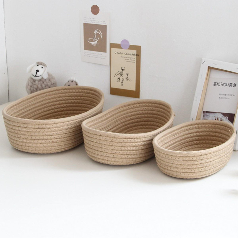 Daughte Shari Jepjavekii Nordic Cotton Rope Woven Aufbewahrungskörbe Organisieren Sie Boxen Desktop Diverses Organisieren Sie den Korb Diverses Key Cosmetics Storage