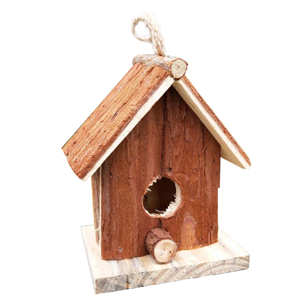 Casa de madera para pájaros colibrí colgante exterior hecho a mano nido de Casa de pájaros para decoración de jardinería