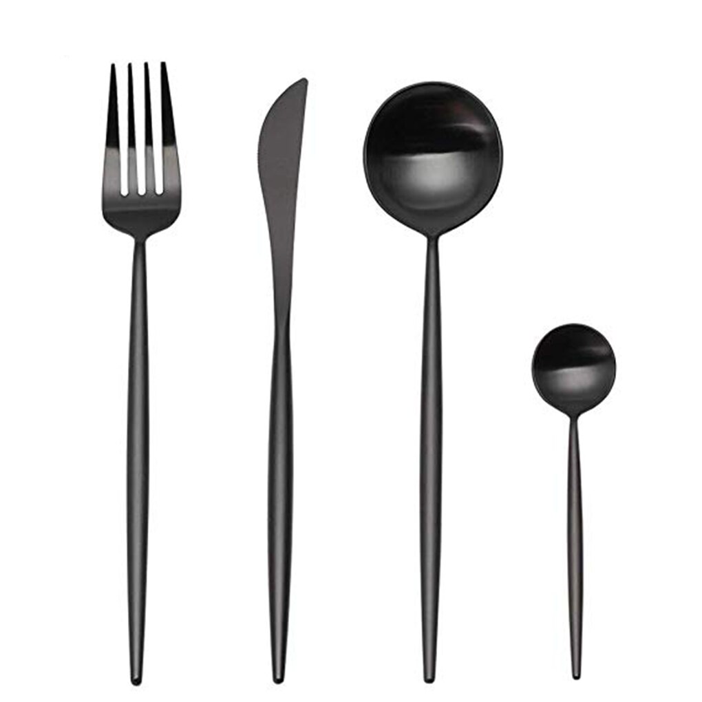 4 Pcs Plated Portugal Lepel Vork Theelepel Sets 304 Roestvrij Staal Western-Stijl Voedsel Servies Bestek: 10
