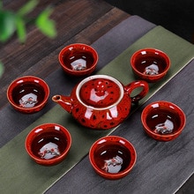 7 st teservisar utsökt celadon -teset inkluderar 6 koppar 1 tepott, jingdezhen -märke utsökt uppsättning kung fu -kopp unikt