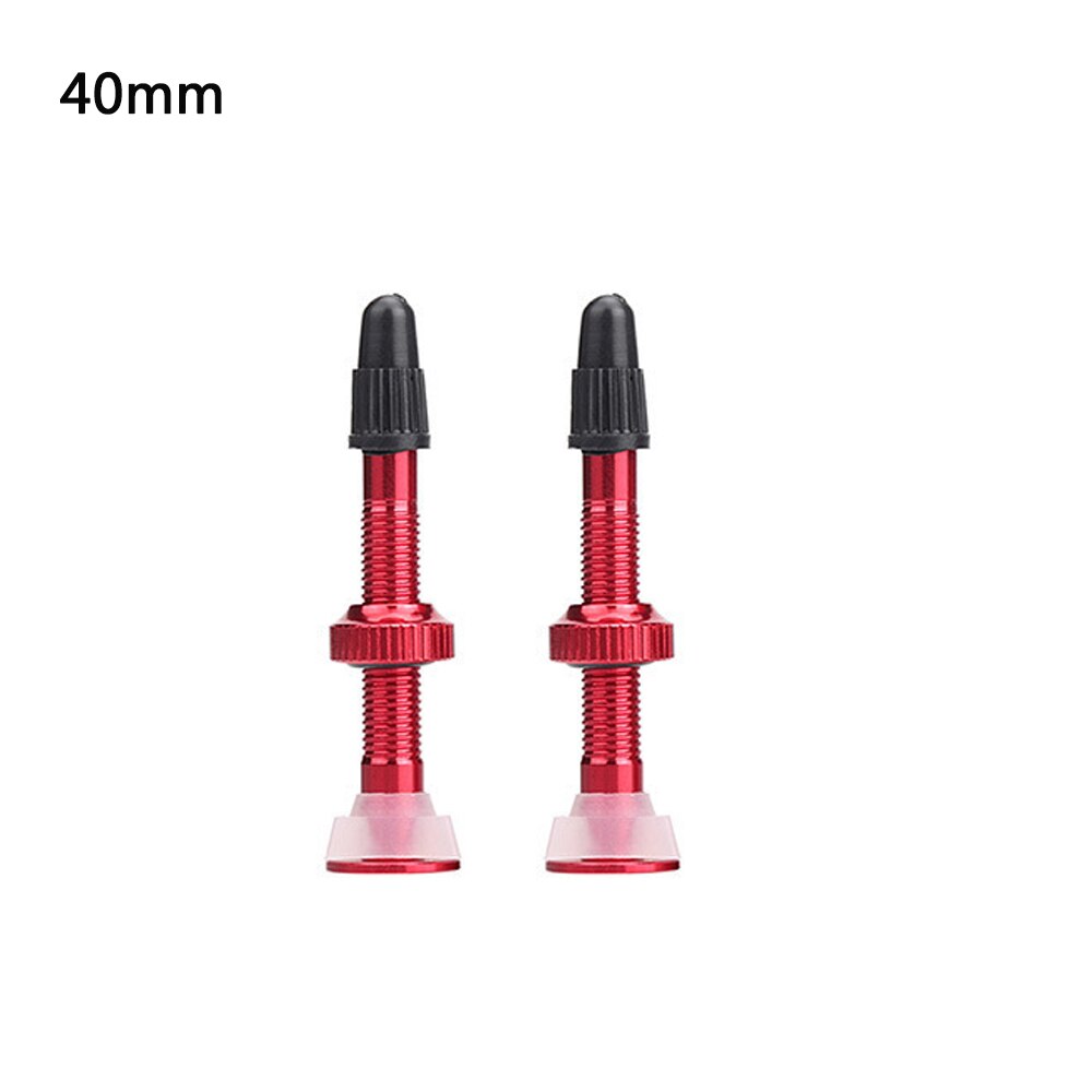 Válvula de neumático sin tubo para bicicleta, vástago de aleación de aluminio de 40 y 60mm, núcleo de latón, 2 uds.: red 40mm