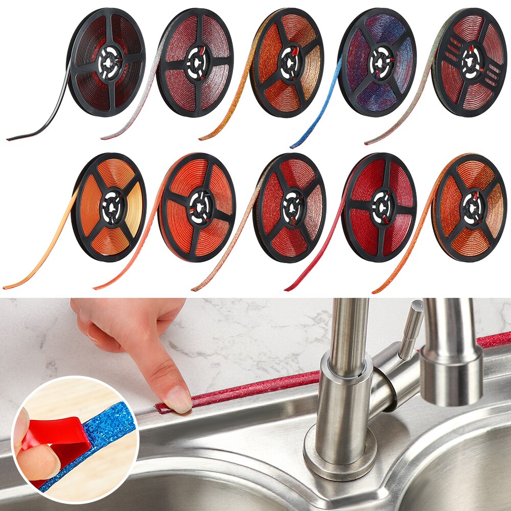 6 m Self-adhesive Ceramic Tile Gap Tape Mildewproof Decorative Edges Strip Corner Side Stickers DIY Home Decor Beauty Seam