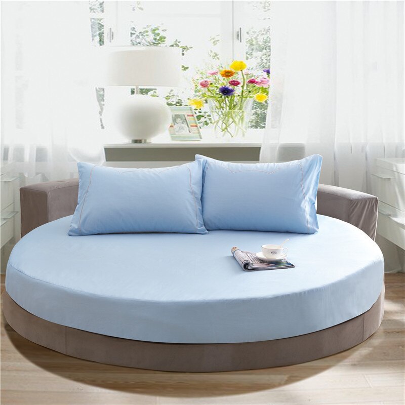 Hotel Ronde Beddengoed Voorzien Laken Met Elastische Band Romantische Thema Hotel Ronde Matrashoes Diameter 200 Cm-220 cm: sky blue / Diameter 220cm