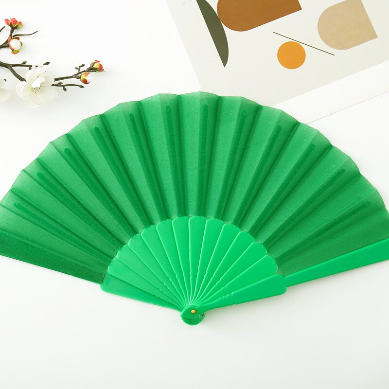 1Pc Craft Fan Plastic Bone Fan Zijde Doek Leeg Vouwen Fan Chinese Stijl Dance Fan Pure Kleur Taichi Fan vlakte Ochtend Oefening: 11