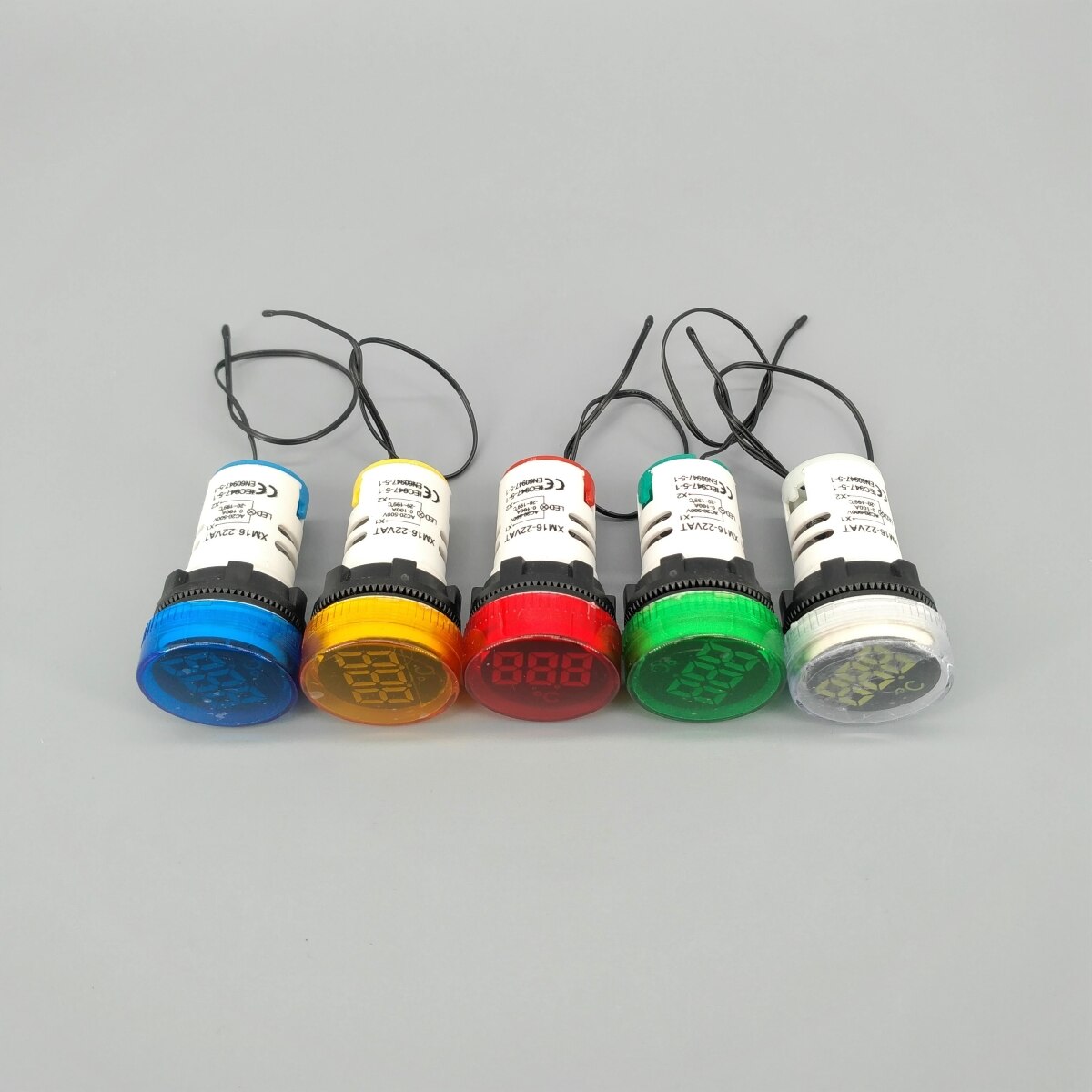 22mm AC 20-500V Thermometer Indicator Light LED Digital Display Temperature Meter