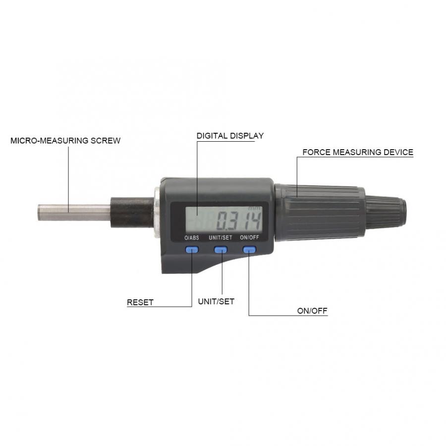 0-25mm 0.001mm High Accuracy Electronic Digital Micrometer Head Metal Caliper Gauge Diameter Measuring Tool Head