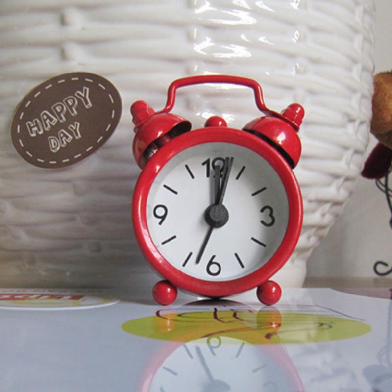 Retro Portable Cute Mini Cartoon Alarm Clock Round Number Double Bell Desk Table Digital Clock Home Decor: 3