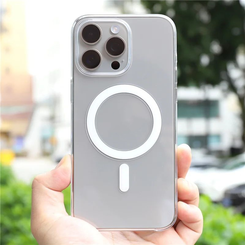 Original Transparent MagSafe Phone Case for iPhone 17 16pro max 15 16 Pro 13 14 Magnetic Wireless Charging Clear Hard PC Cover