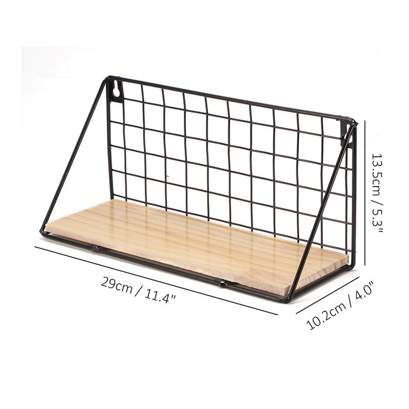 Wooden Iron Wall Shelf Wall Mounted Storage Rack Organization For Kitchen Bedroom Home Decor Kid Room DIY Wall Decoration Holder: S