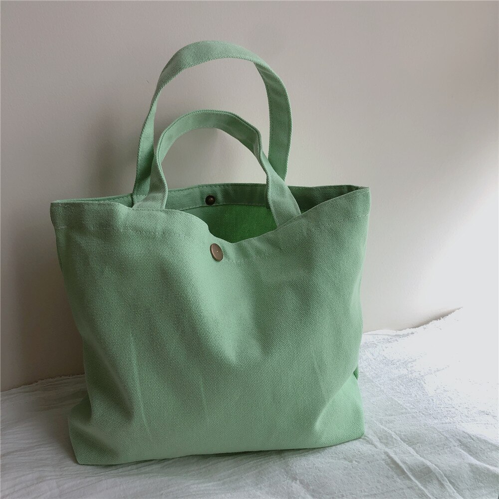 Kleine Canvas Vrouwen Tote Bag Effen Kleur Vrouw Lunch Tas Shoppers Vrouwelijke Handtassen Doek Persoonlijke Office Bento Voedsel Zakken: Green