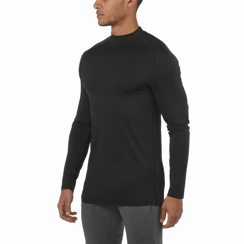 Lauf T-Shirt Männer Rollkragen Kompression Shirt trainieren Fitness Spitzen Herbst Bodybuilding Kleidung Fitnessstudio Langarm T Hemden