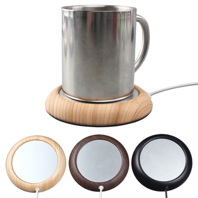 1pc USB Wood Grain Cup Warmer Heat Beverage Mug Mat Keep Drink Warm Heater Mugs Coaster