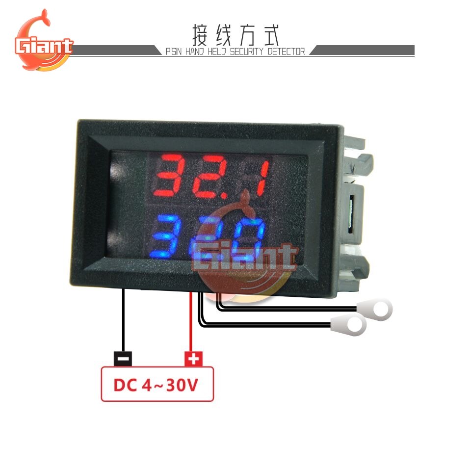 Mini Dual Anzeige Digital Thermometer Dual NTC Wasserdichte Metall Sonde Temperatur Sensor Tester für Auto Zimmer drinnen DC 4-28V 12V