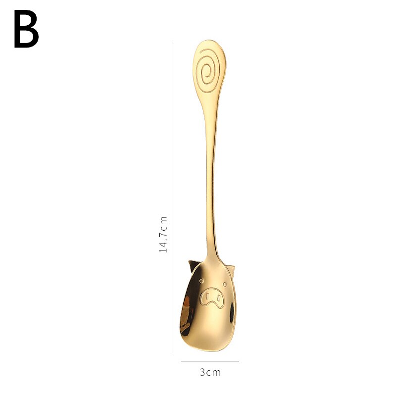 Kreative Nette Schwein Geformt Edelstahl Besteck Küche Geschirr Kaffee Tee Löffel Abendessen Gabel Besteck Tabelle Decor 7 Farben: B