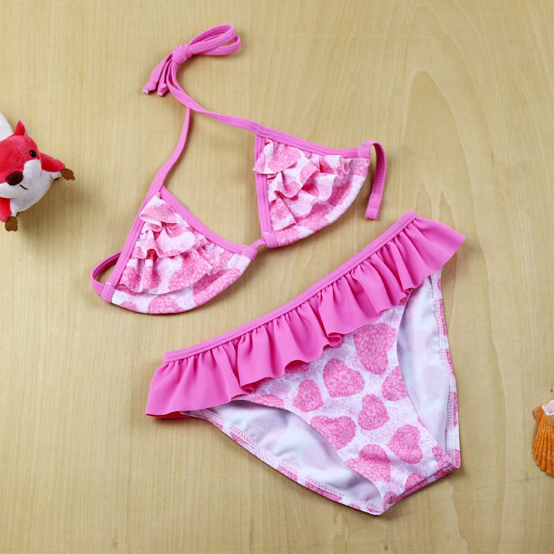 Sommer piger badetøj pige badedragt piger delt to stykker badedragt børn biquini infantil badedragt bikini strandtøj: -en / 12t