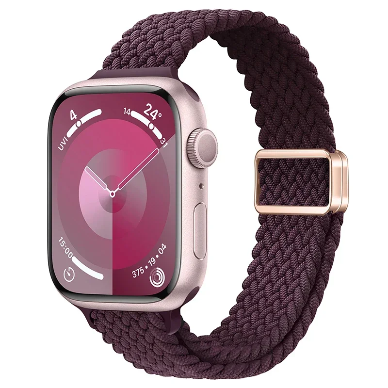 Bracelet en Nylon pour Apple Watch 9 8 7 45mm 41mm Ultra 49mm, boucle tressée mince, iWatch 6 5 4 SE 44mm 40mm 10 46mm 42mm: Argent blanc / 14mm