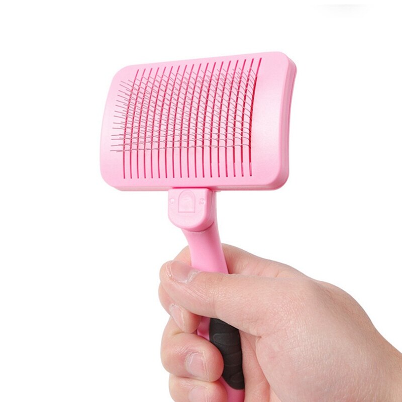 Peine para perros con alambre de acero de autolimpieza para mascotas peine para quitar el pelo suelto 1