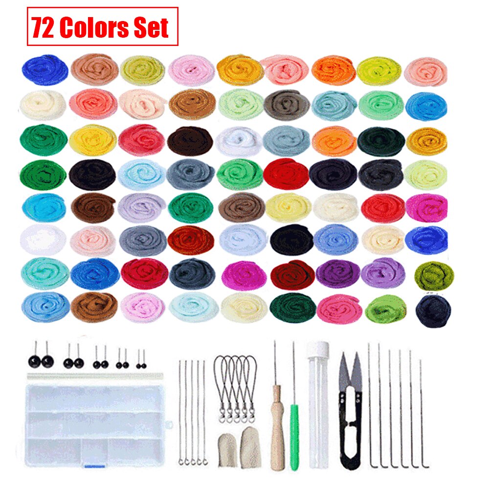 50/72Colors 3g DIY Wool Felt Tool Set Needle Felting Wool Felting Tool Handmade Felt Needle Felting Fabric Materials Accessories: 72Colors Set