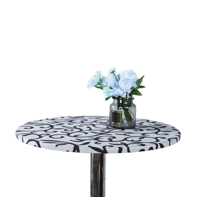 Simple Elastic Printing Round Table Cover Style Home Wedding Party Decoration Elastic Tight Fit Fitted Table Clothes