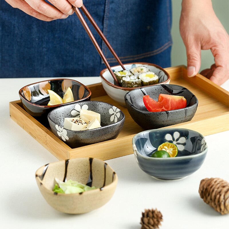RHE Japanischen Kreative Keramik Gericht Quadratische Restaurant Geschirr Küche Lebensmittel Sauce Teller Kleine essig geschmack bord snack platte