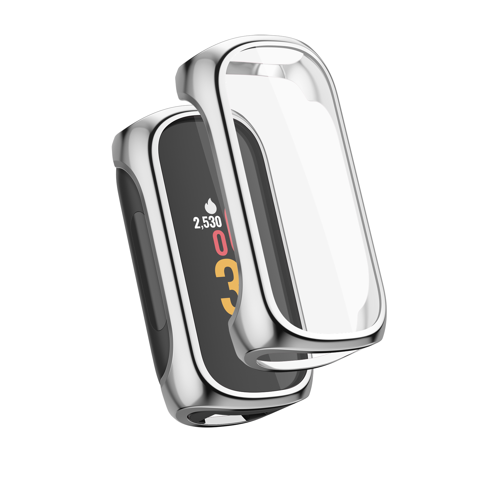 Funda completa de TPU suave para Fitbit inspire 2/inspire 3, Protector de pantalla para Fitbit inspire 2 3, carcasa protectora de parachoques: Plata / 2 - 3,9 pulgadas