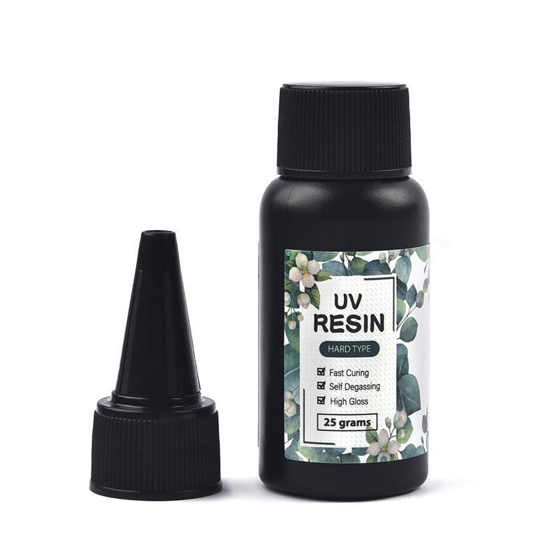 Hard UV Resin Glue Crystal Clear Ultraviolet Curing Epoxy Resin UV Glue Solar Cure Sunlight Activated DIY Jewelry Making Tools: 25g