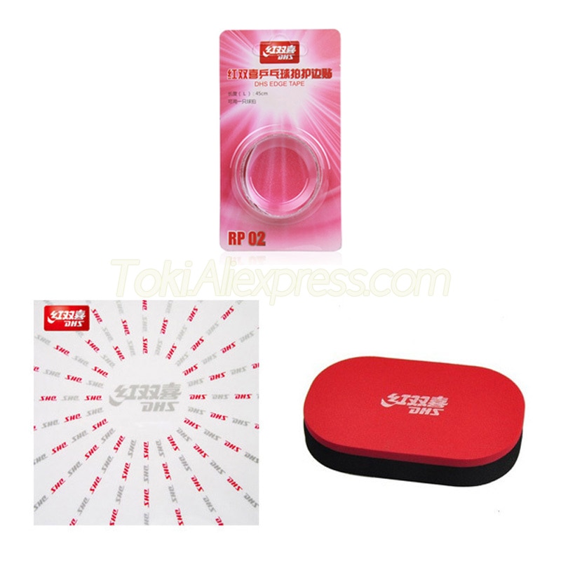DHS Film de protection de Tennis de Table + ruban de bord + ensemble d'accessoires de nettoyage en caoutchouc