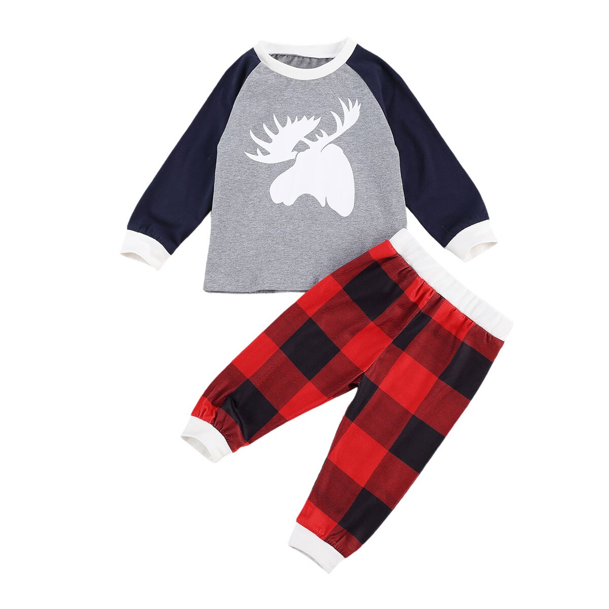 Ma&Baby 1-6Y Christmas Toddler Kid Boys Pajama Sets Deer Long Sleeve Top Plaid Pants Xmas Outfits Children Clothing