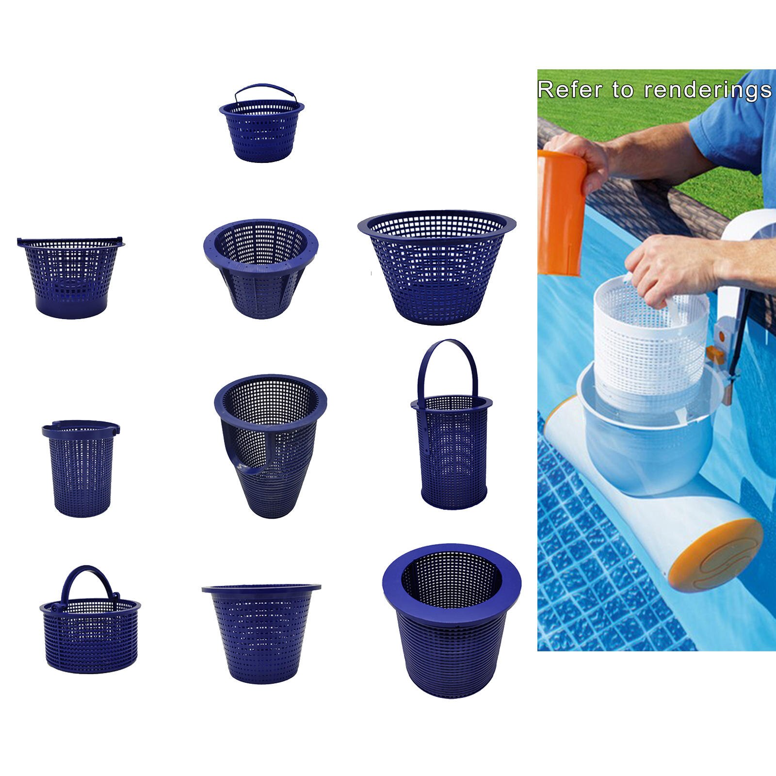 Cesta Skimmer de plástico, herramienta de limpieza de repuesto, malla fina redonda para limpieza de piscinas