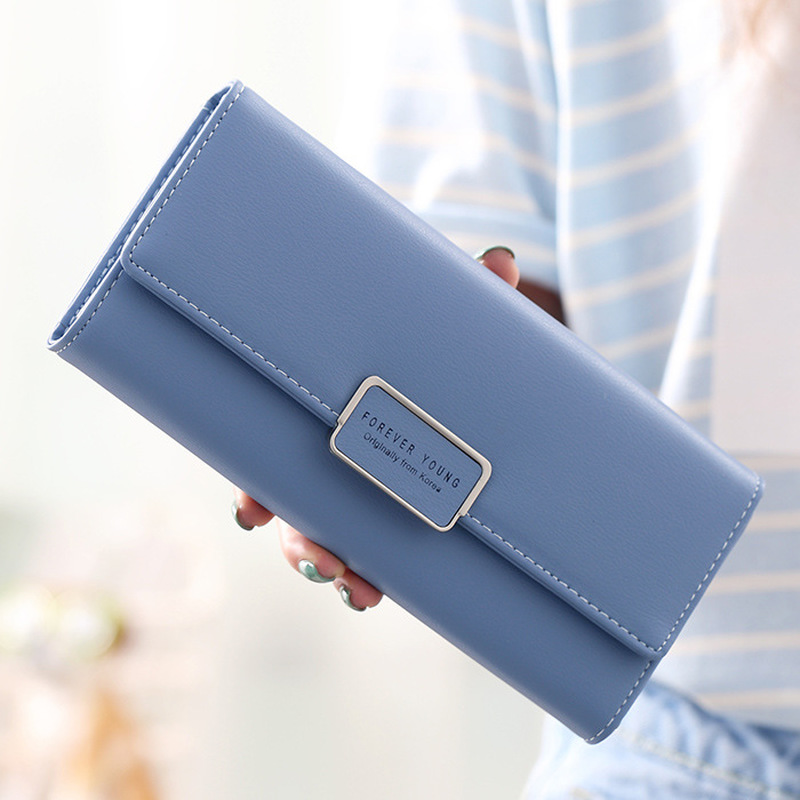 Kvinder tegnebøger læder hasp pung dame lang pung clutch kvinder dame pung telefon lomme cartera mujer