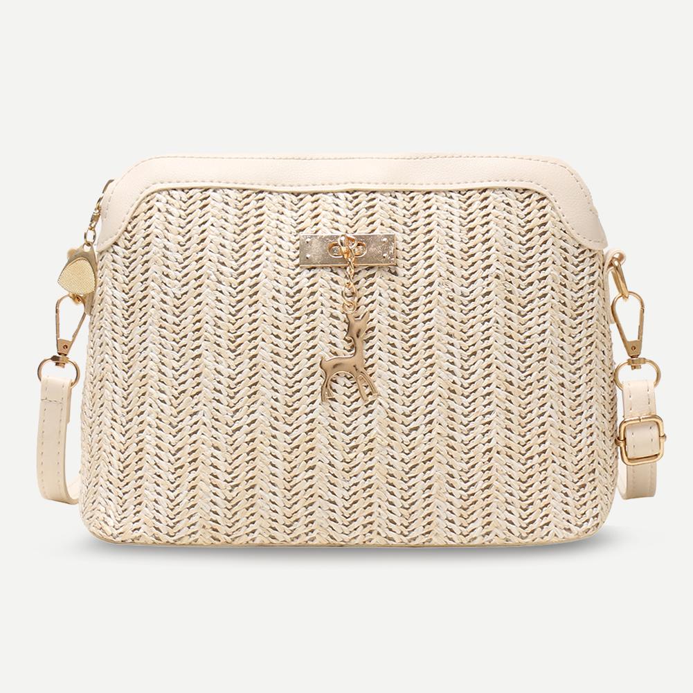 Zomer Stro Tassen Voor Vrouwen Geweven Kwastje Strand Schoudertas Vrouwelijke Raffia Rotan Crossbody Tas Toevallige Reizen Tassen: Style2 Beige