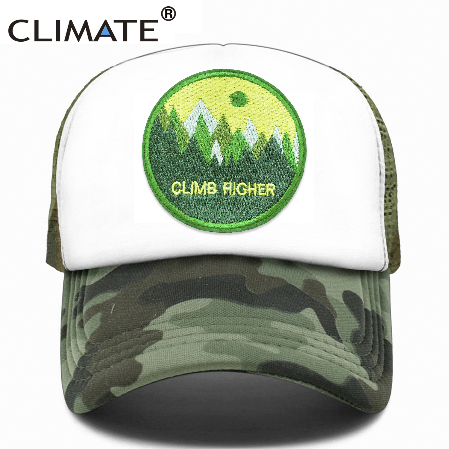 CLIMATE CLIMB HIGH Cap Climber Outdoor Sport Trucker Cap Green Outdoors Forest Hat Cap Cool Summer Mesh Cap for Men Women: Camouflage