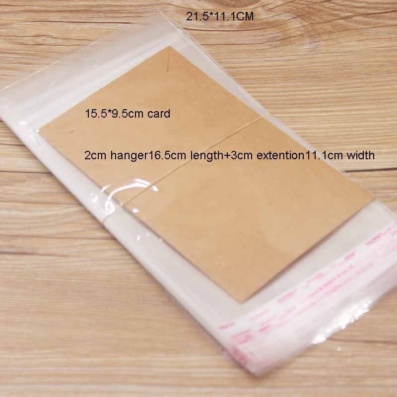 100PCS Storage Bags Transparent Self Adhesive Resealable Clear Poly Bags Packaging opp Bag jewelry card matching opp bags: 21.5x11.1cm