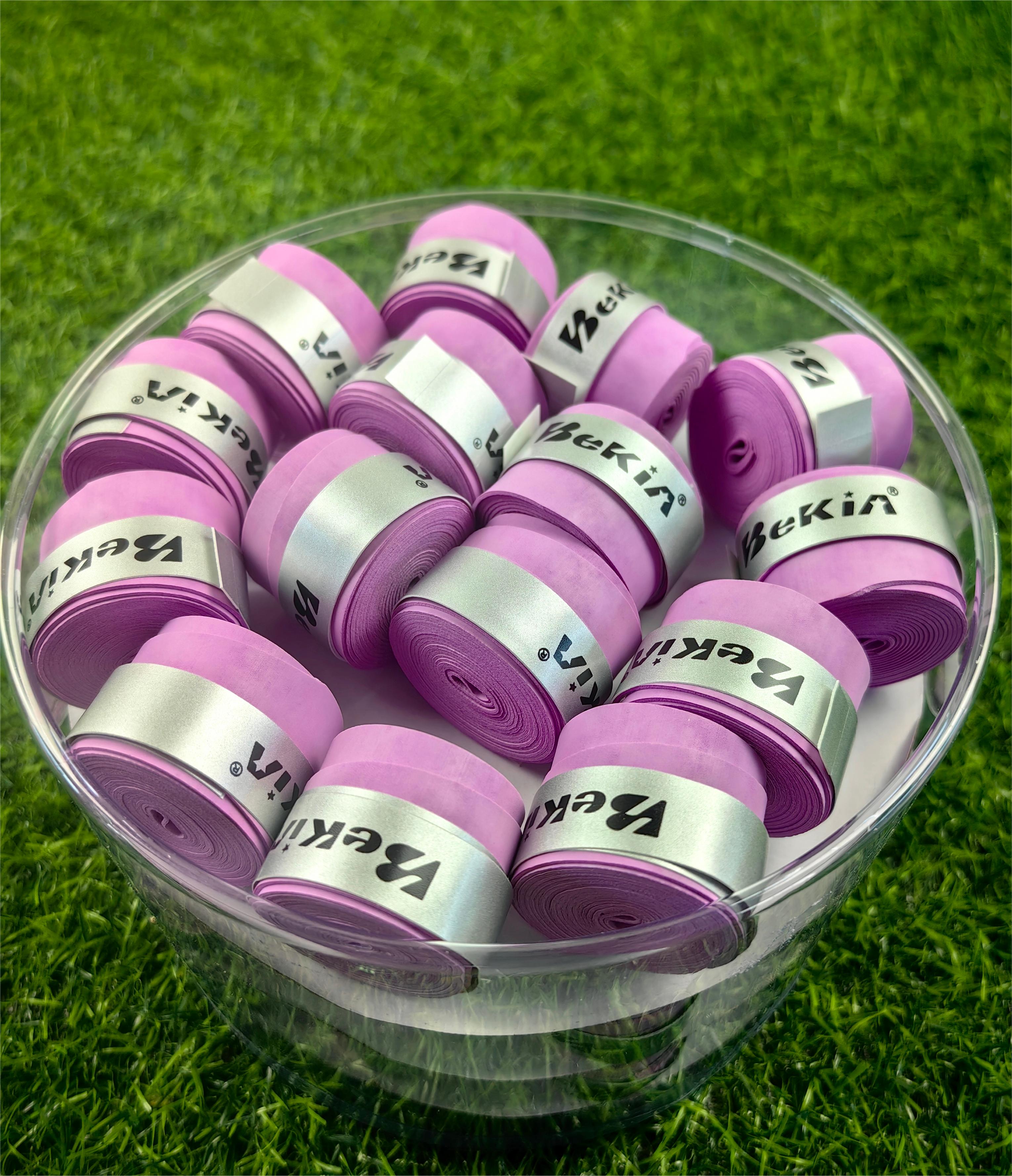 60 kpl/pakkaus kuiva tennismailan kahva liukumaton hikeä imevä suojus tapit sulkapallokahvat mailan tärinäsuoja hikinauha: Tumma huulipuna