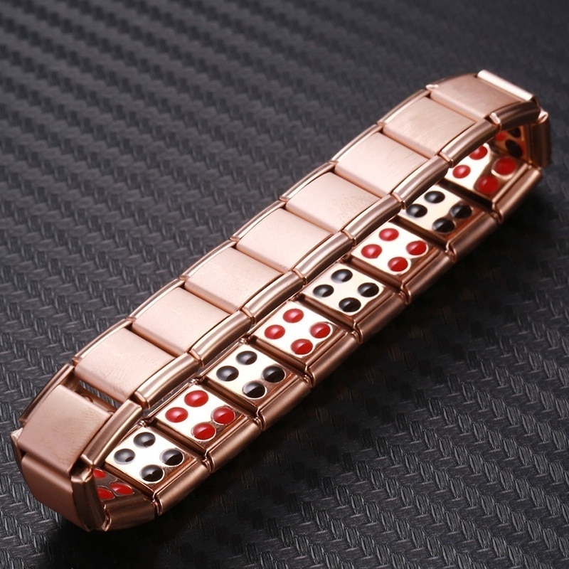 Neue Frauen Armbinde Edelstahl Elastische Einstellbar Rose Gold Farbe Germanium Magnetische Armbinde für Männer Gesundheit Schmuck