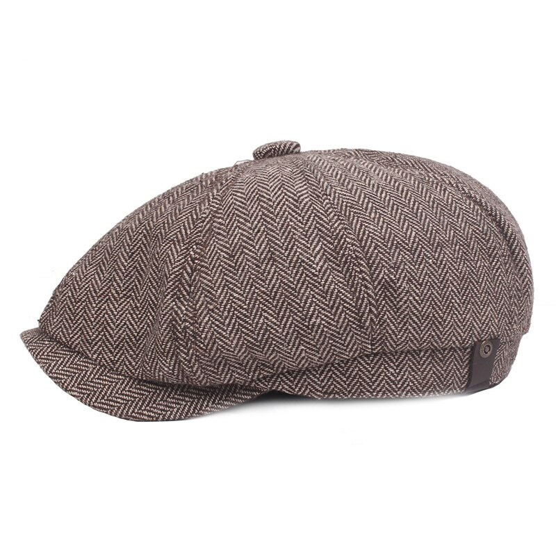 Unisex Newsboy gorras calientes Tweed Octagonal sombrero para hombre Otoño Invierno boinas para mujeres gorras de Detective gorras planas Retro Chapeau: Caqui
