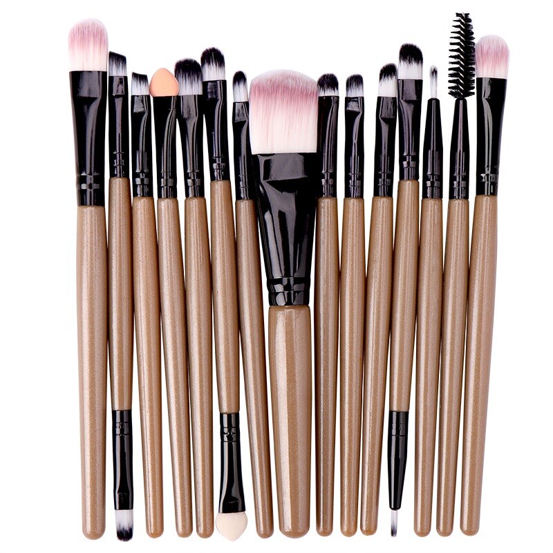 Lemoda Makeup Brushes Set 15pcs Eyebrow Highlighter Powder Foundation Eye Shadow Brush Cosmetics Makeup Brush: KH