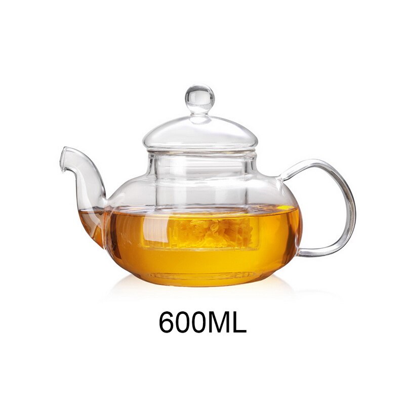 Heat Resistant Glass Flower Tea Pot,Practical Bottle Flower TeaCup Glass Teapot With Infuser Tea Leaf Herbal Coffee: 600ml