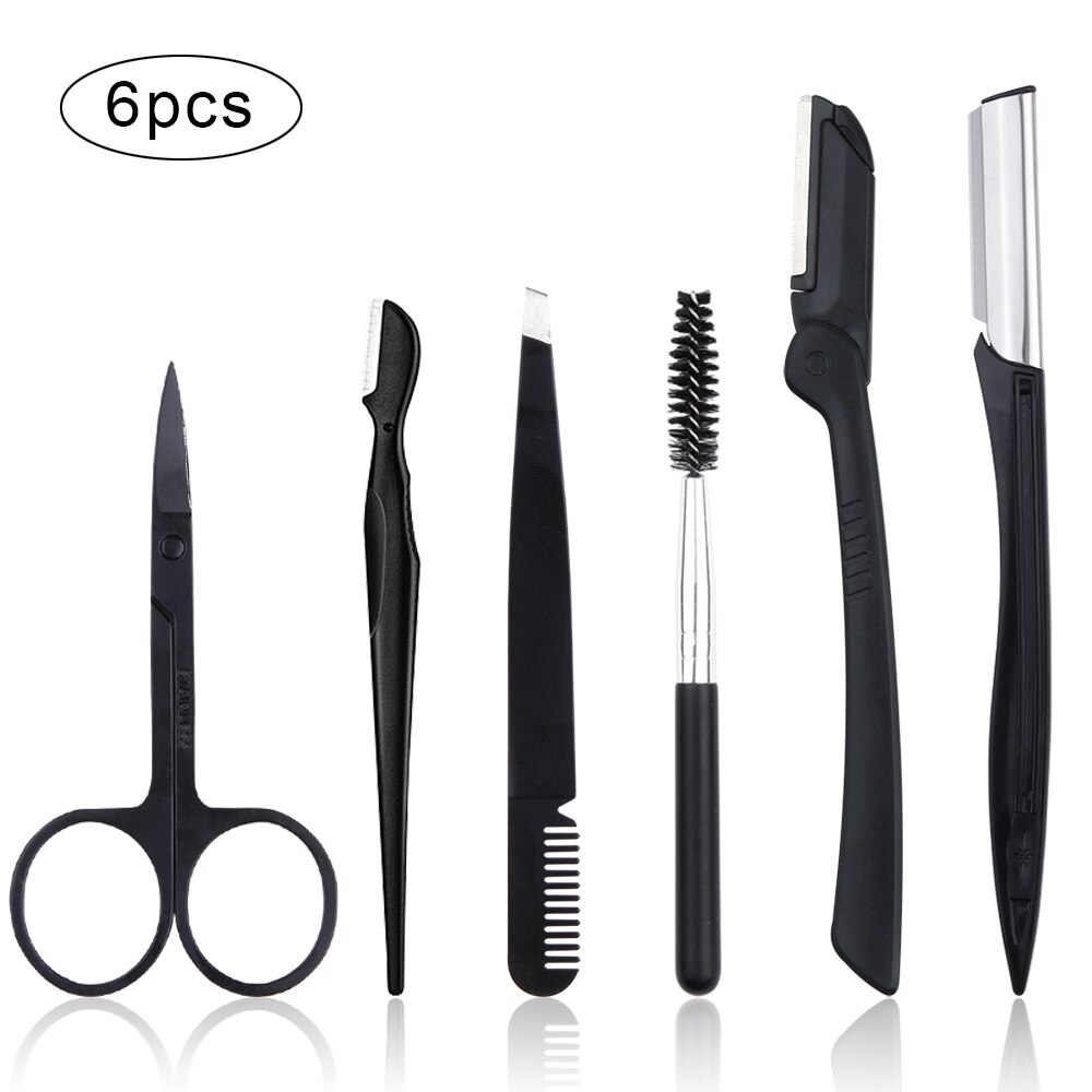 4/6/8/11Pcs Eyebrow Cutters Set Eye Brow Trimmer Scissors Face Shaver Hair Removal Razor Woman Eyebrow Shaper Makeup Tools: 6pcs