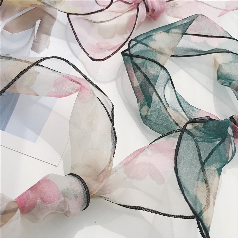 Sommar höst tunn smal smal scarf multifunktionell dam liten scarf huvudduk för väskhandtag halsdukar