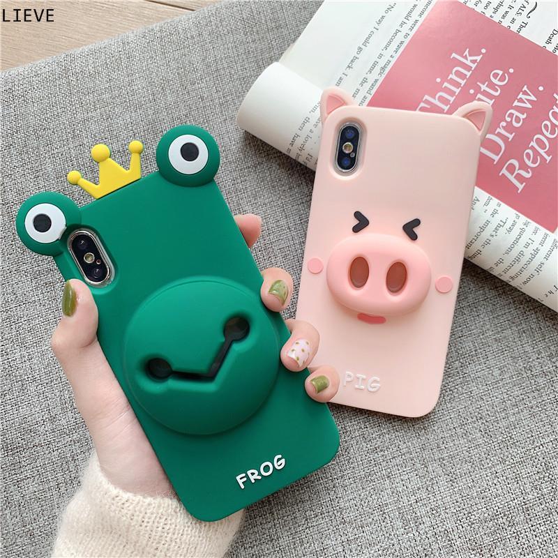 Cartoon cute frog pig silicone 8plus for Apple x hand shell XS Max Xer personal creativity for iPhone full soft shell