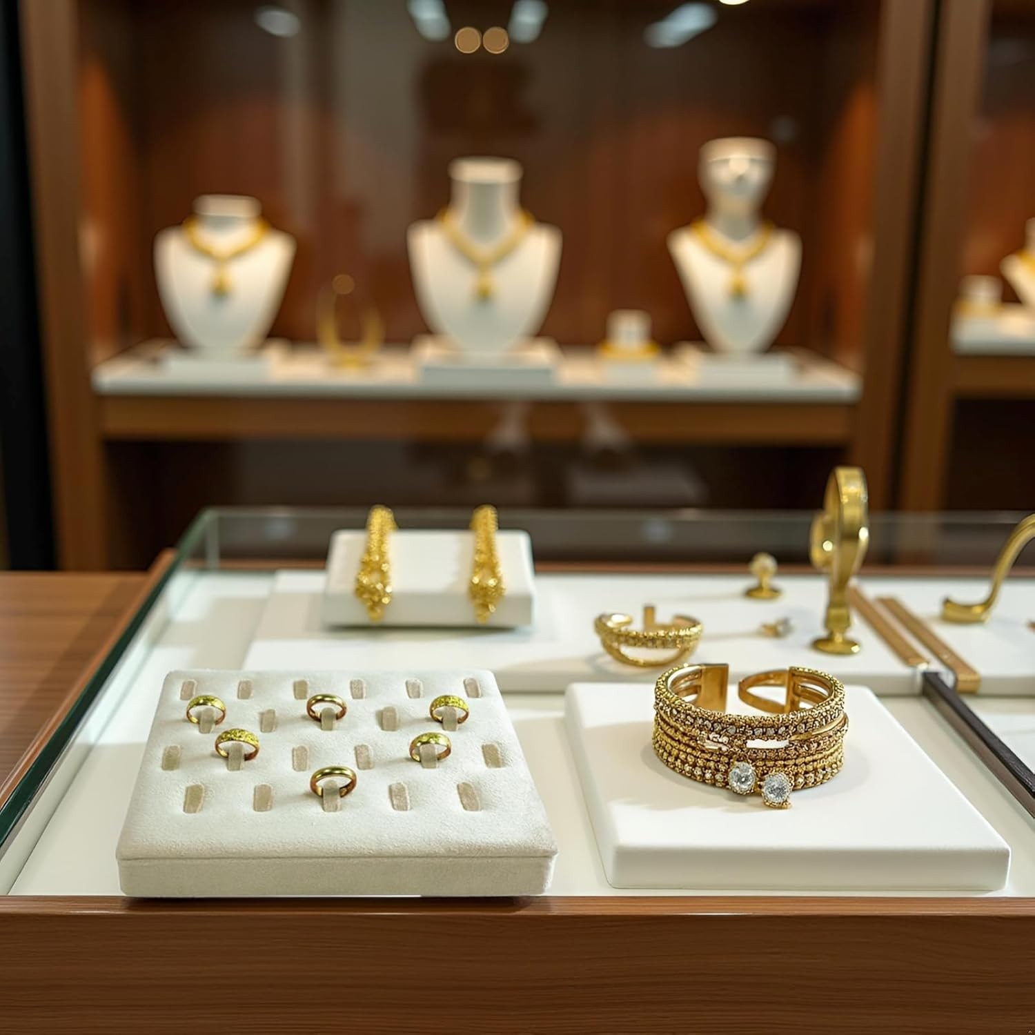 Présentoir de bagues en velours avec multi-fentes, accessoires d'exposition de bijoux pour fenêtres et magasins avec tissu doux pour le rangement des colliers et des bagues