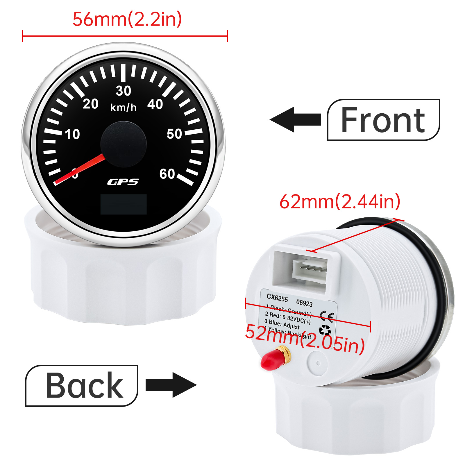 30 km/t 60 km/t 80 km/t 120 km 200 t gps-speedometer med antenne 7- farvet led-hastighedsmåler kilometertæller auto bil båd 12 v 24v brugerdefineret