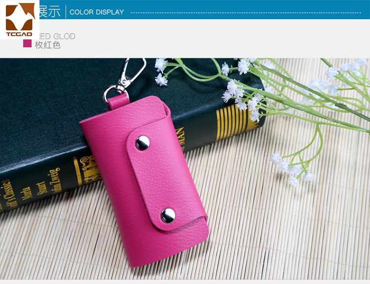 Tcgad hushållerska nyckelhållare bil nyckelring läder nyckelfodral plånbok funda para llaves omslag: Rosa