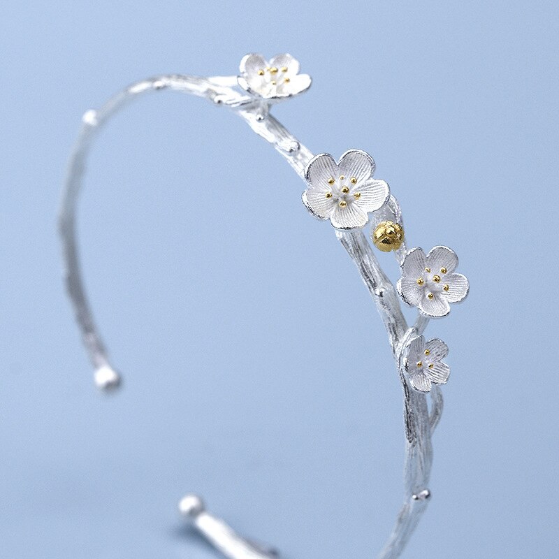 Valentine's Day 925 Sterling Silver Flower Bracelet Bracelet For Girlfriend Anniversary Bridesmaid bracelet