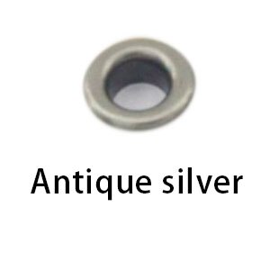200sets/lot No Sew metal brass eyelets with washer 14mm*8mm small round metal grommets 7color 22#: Antique silver