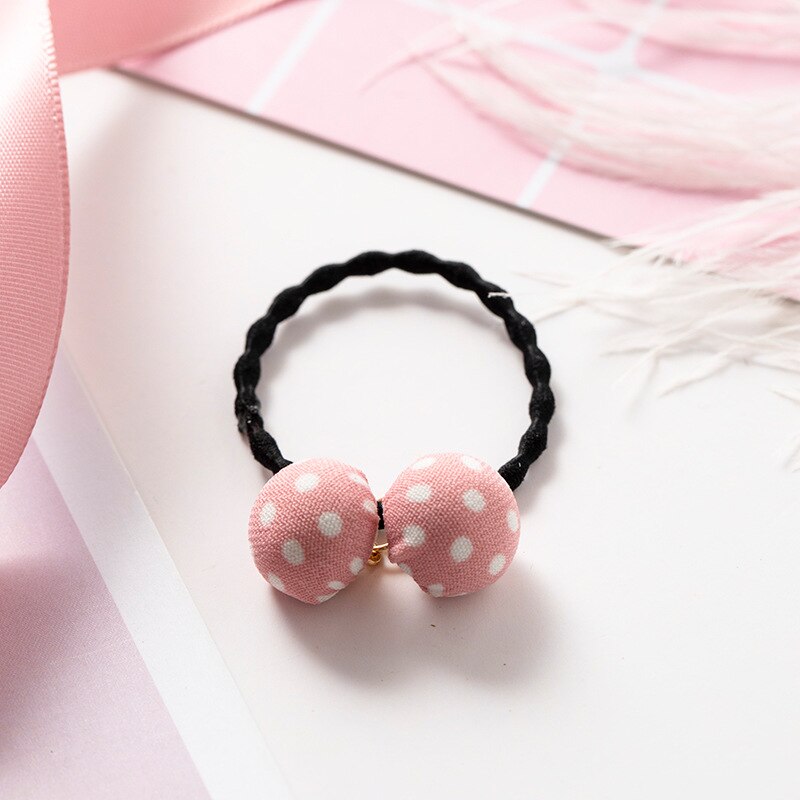 Schattige meisjes bloemenbal haarbanden kinderen elastische haarbanden kinderen haarkoorden hoofdtooi meisjes hoofdbanden haaraccessoires: Roze punt 5